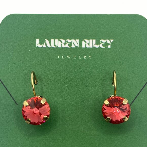 Handmade Peachy Pink Swarovski Crystal Drop Earrings | Gold Plated, Nickel-Free - Picture 6 of 6